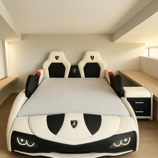 Luxury Leather Sports Car Double Bed