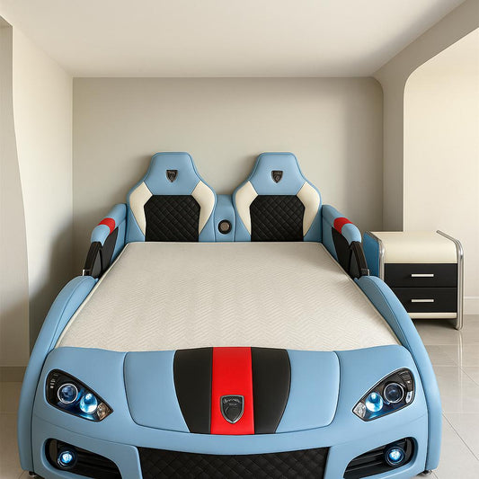 Luxury Leather Sports Car Double Bed