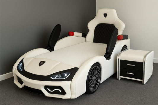 Luxury Leather Sports Car Kids Bed
