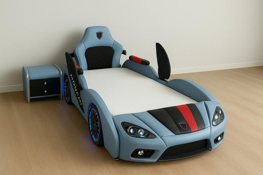 Luxury Leather Sports Car Kids Bed